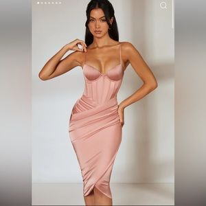 Draped skirt corset midi dress in Blush. Great condition